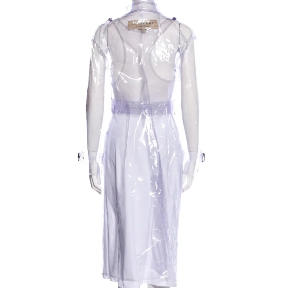 Burberry Authentic Transparent PVC Vinyl Trench Coat Jacket Belt Women’s 8 Med - Picture 3 of 5
